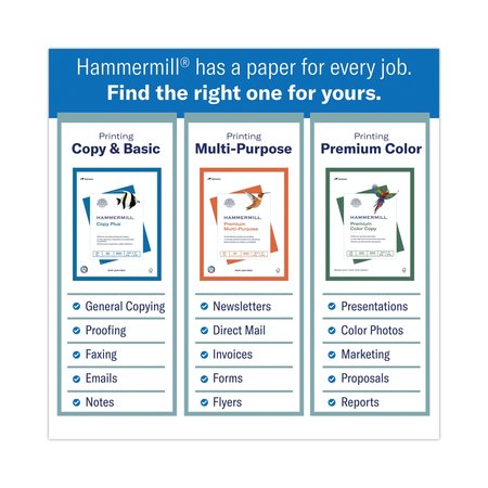 Hammermill Copy Plus Print Paper, 92 Bright, 3-Hole, 20 lb, 8.5 x 11, White, PK5000 PK HAM105031CT